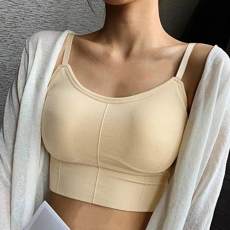 style2 apricot Для женщин Танк топ-Бюстгальтер нижним бельём Seamless застежкой-молнией на спине, на спине кружевное нижнее белье без косточек, близко расположены чашечки, со съемными мягкими - Цвет: style2 apricot
