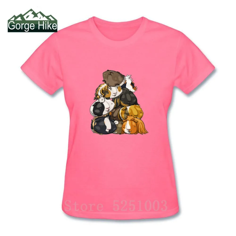 Hot Sale Fashion Pile O' Funny Kawaii Guinea Pig T-Shirt Gift Funny Women Short Sleeve Pet Animal Tee Shirt Harajuku Streetwear