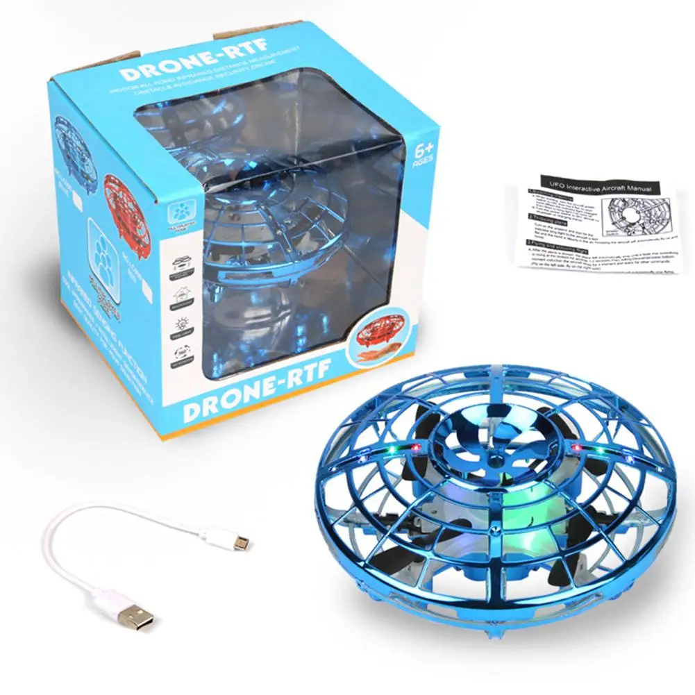 UFO Induction Aircraft Interactive Flying Toys with Rotating LED Lights Helicopter Gift for Kids Boys Girls 2