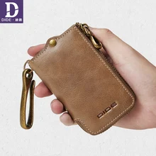 DIDE модный автомобильный мужской держатель для ключей женский из натуральной кожи держатель для карт кошельки Ключница на молнии чехол для ключей сумка унисекс однотонный кошелек