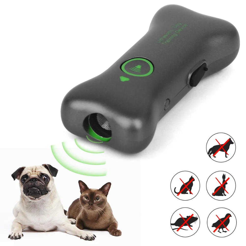POVAD LED Ultrasonic Dog Repeller Black 3 in 1 Ultrasonic Pet Repeller Anti Bark Stop Barking Dog Training Repeller Control Trainer