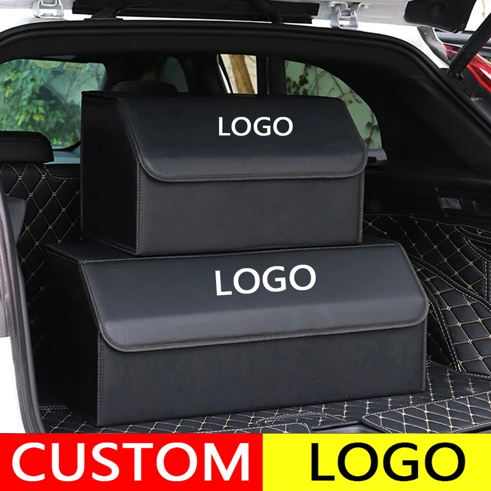 Universal Car LOGO Leather Trunk Organizer Box Storage Bag for Audi for Bmw Folding Trunk Bags For Porsche for Mercedes benz