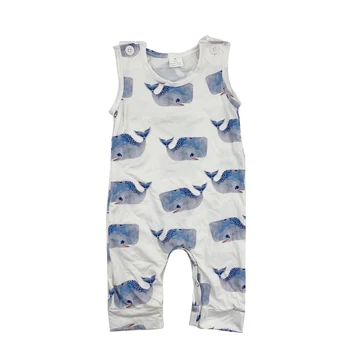 

summer wholesale comfortable sleeveless romper with fish pattern clothes