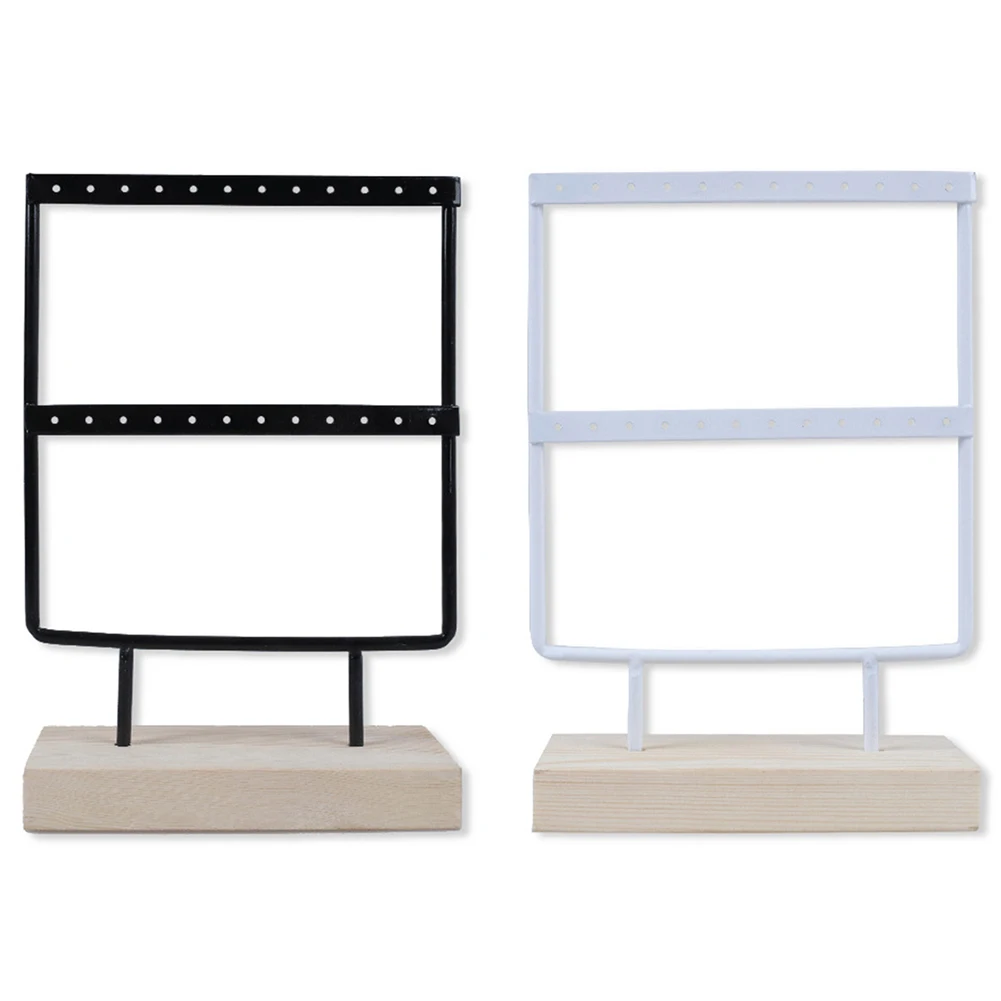 

24 Holes Earrings Organizer Jewelry Display Stand with Wooden Stand Earring Holder Earring Container Rack