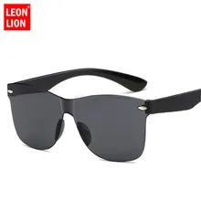 LeonLion модные цельные цветные солнечные очки Женские Ретро Модные солнцезащитные очки без оправы Женские винтажные Роскошные Брендовые очки