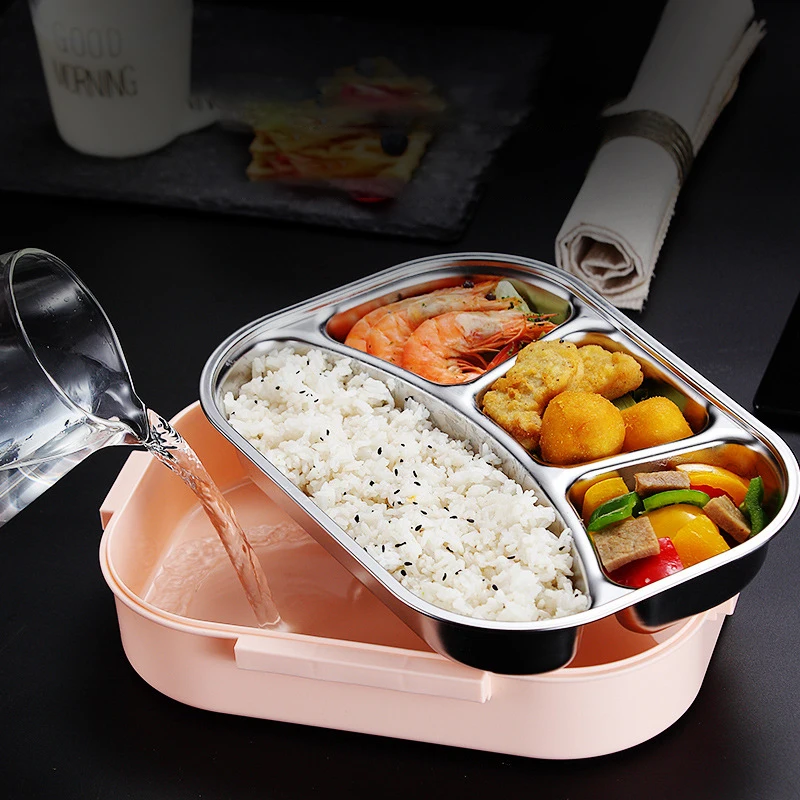 thermo lunchbox for Kids With Compartments 304 Stainless Steel Japanese Bento Box Microwave Heating Food Container Tableware