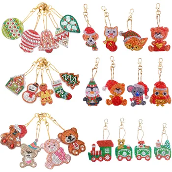 

1/4/5Pcs DIY Diamond Painting Keychains Full Drill Special Shaped Diamond Keychains for Women Kids Christmas Gifts