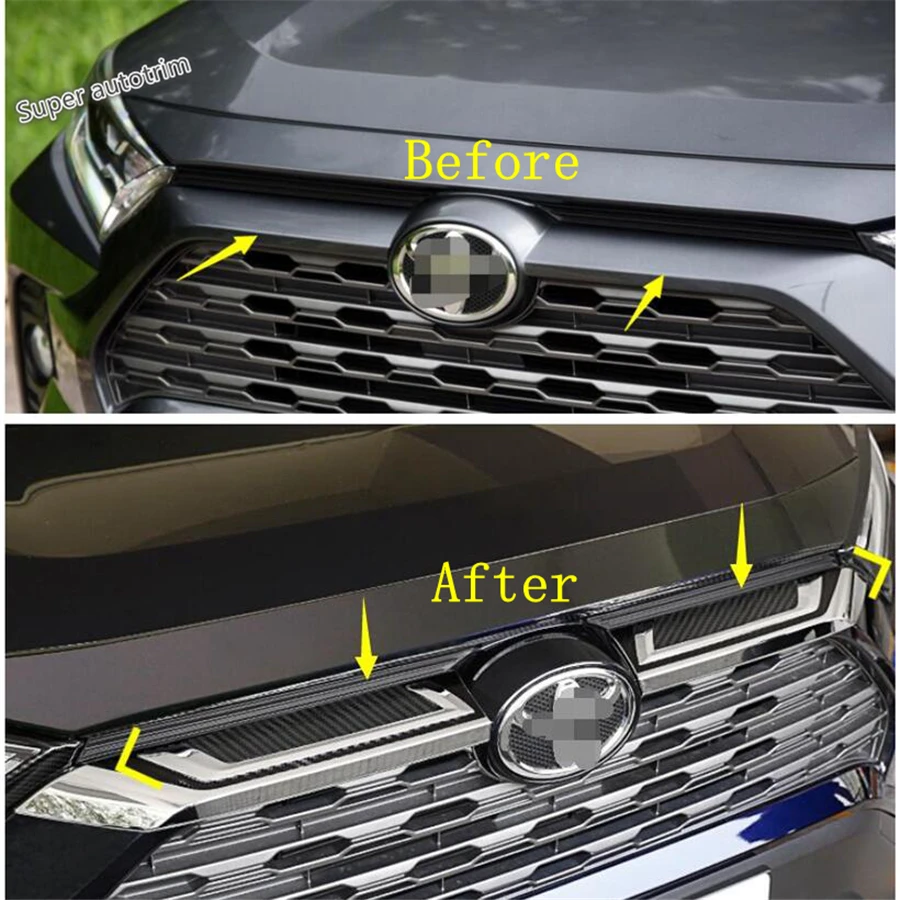 

Lapetus Front Grille Grill Central Radiator Panel Cover Trim 2 Pcs Fit For TOYOTA RAV4 RAV 4 2019 2020 ABS Accessories Exterior