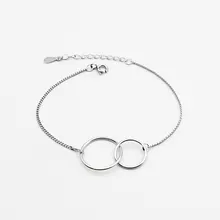 Двойной круг 925 Серебряный браслет для женщин цепи регулируемый браслет Роскошные ювелирные изделия Шарм лучшие друзья подарок