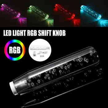 

Car Gear Head Shift Knob Cover Gear Shift Handle Ball Collars LED Light RGB Stick Crystal Transparent Bubble Gear Shifter 20cm