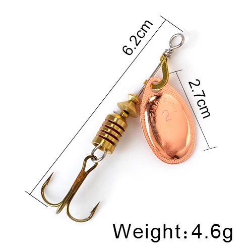 FISH KING Spinner Bait 3.9g 4.6g 7.4g 10.8g 15g Spoon Lures pike Metal With Treble Hooks Arttificial Bass Bait Fishing Lure as photo