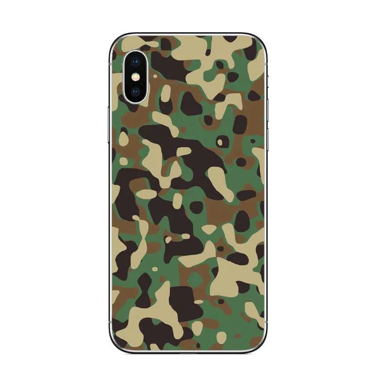 Военный Зеленый Камуфляжный Мягкий силиконовый чехол для телефона iPhone Max X XR XS 5 5S 5SE 6 6S 6PLUS 7 8PLUS