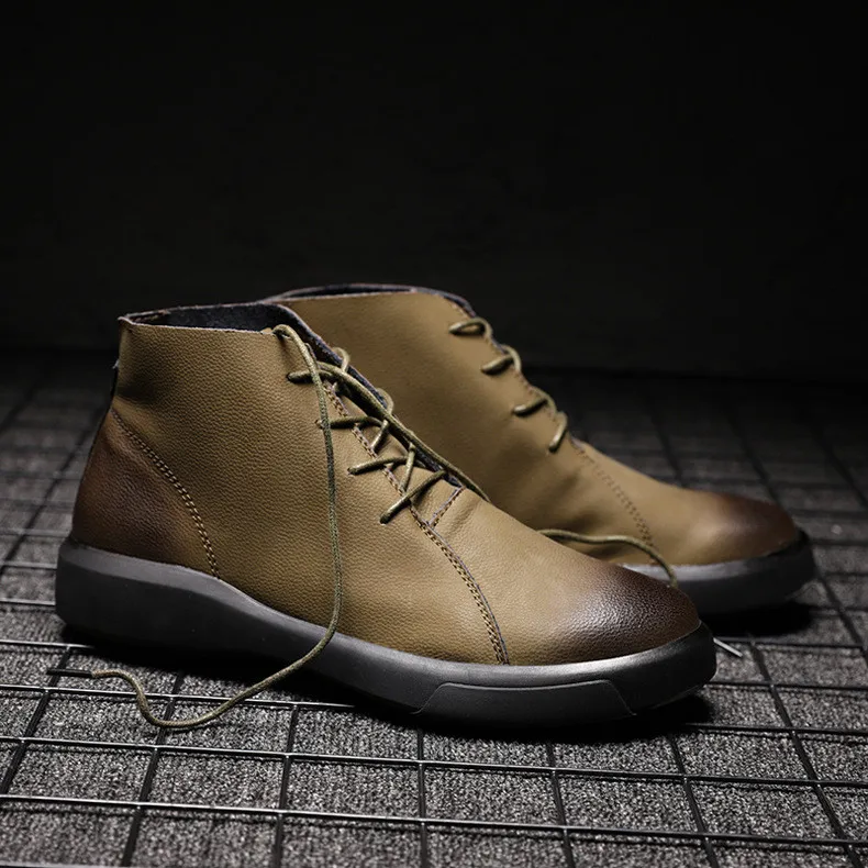 38-48 ботинки зимние мужские Нескользящие удобные теплые зимние мужские ботинки из натуральной кожи# AA0G20