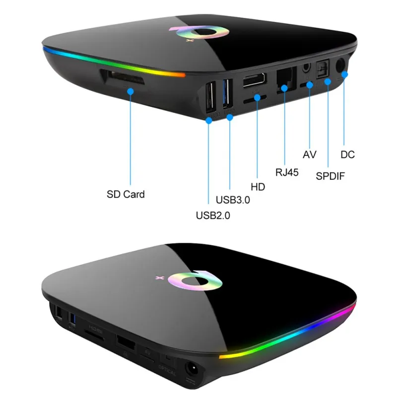 Q Plus 4GB+32GB Smart TV BOX Android 9.0 H6 Quad Core 6K USB3.0 WiFi 3D HD Media