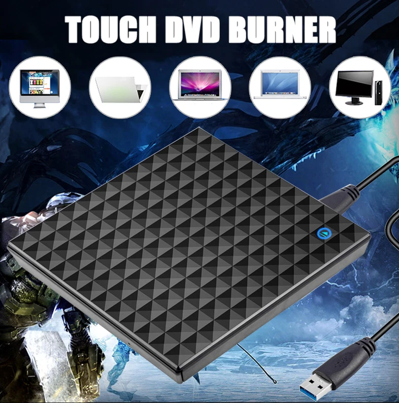 USB 3.0 External DVD Burner Writer Recorder DVD RW Optical Drive CD-DVD ROM Player MAC OS Windows XP