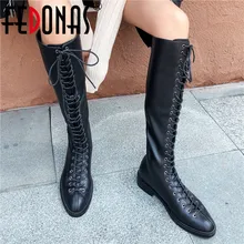 FEDONAS/новые зимние теплые женские сапоги до колена из натуральной кожи на молнии; вечерние сапоги для танцев; женские пикантные высокие сапоги для верховой езды