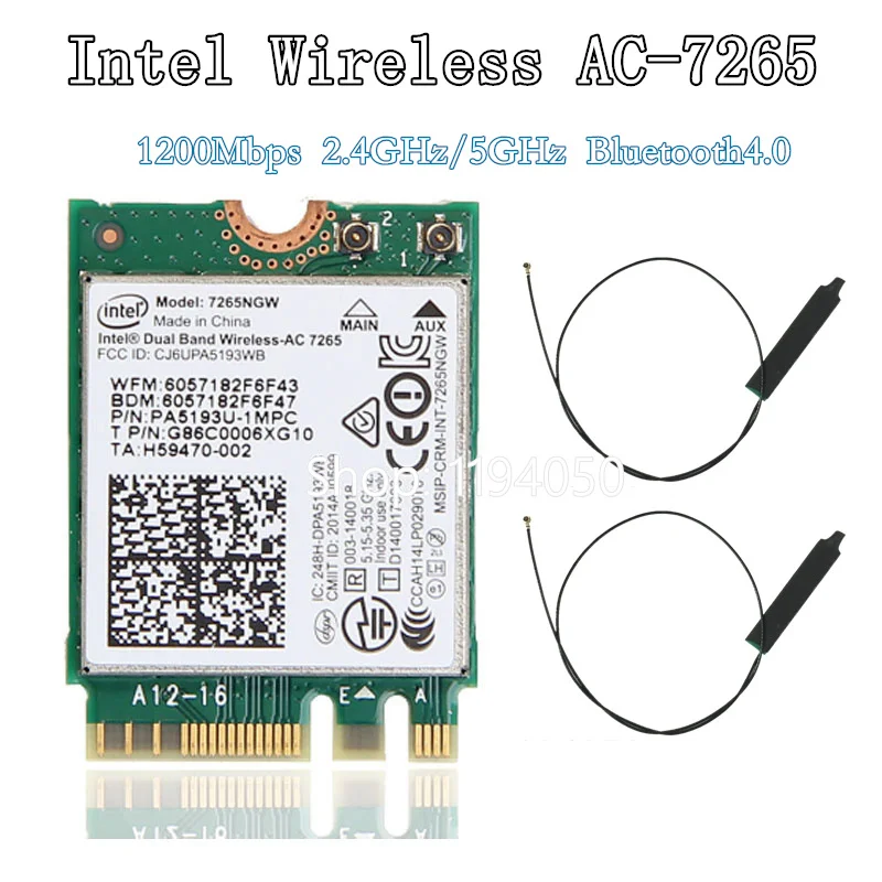 Двухдиапазонный беспроводной адаптер AC 7265 INTEL 7256NGW 802.11AC 867 Мбит/с Wi Fi + Bluetooth 4 0 NGFF M.2