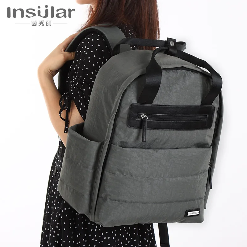 

Insular Nylon Multi-functional Large Capacity Waterproof Machine Wash Mummy Backpack Hand Mom And Baby Nursing Backpack Cross Bo