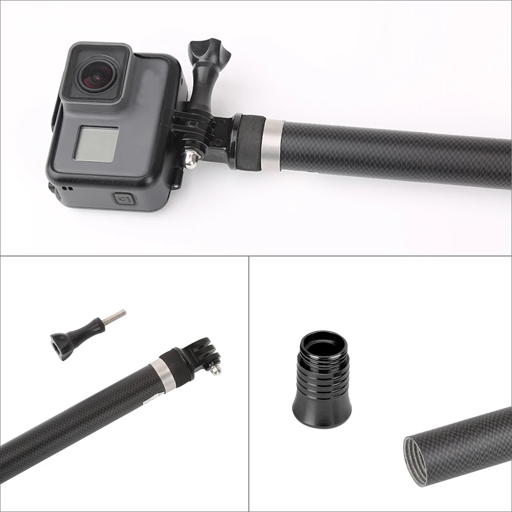 Fibra de Carbono Vara para Gopro Telesin Ultra Longa Selfie Hero 10 9 8 Preto 7 6 5 Insta360 um Dji Osmo Câmera Ação Monopé 2.7m - Image 5