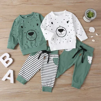 

Autumn Baby Boy Outfits Cute Clothing Long Sleeve Cartoon Pattern Blouse+Pants Kids Boys Casual Costume Set