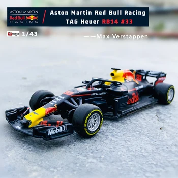 Bburago-Coche de juguete de carreras modelo Ferrari Red Bull Benz Formula One RB14 No. 33, aleación de carreras, fundido a presión, SF90 W10 RB15 RB13 SF71 SF70 SF16