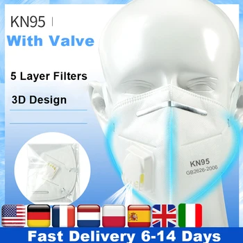

100pcs Mask N95 Respirator Valve Protective Mask Pm2.5 Filter Kn95 Face Mask ffp3 N95 5 Layer Filters Anti Dust Kn95 Mouth Masks