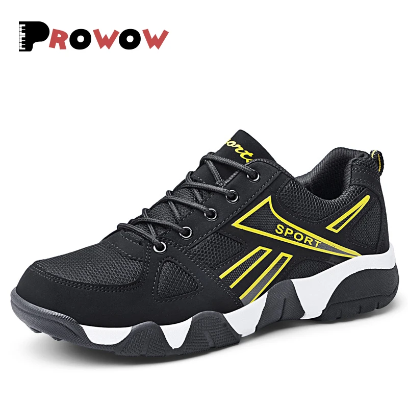 Black-Yellow-2 Мужские кроссовки; Уличная обувь для бега; Высококачественная Повседневная дышащая удобная обувь для влюбленных; мягкая прогулочная обувь; Tenis Masculino Me - Цвет: Black-Yellow-2