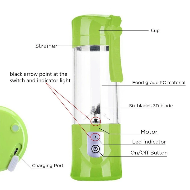 Портативный мини Путешествия фрукты USB соковыжималка чашки, персональная маленькая электрическая соковыжималка миксер Блендер с 4000mah