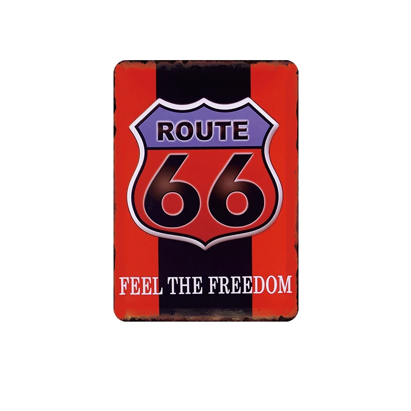 Небесно-голубой Route 66 металлическая жестяная вывеска Ретро плакат Декор Наклейка металлическая стена ремесло табличка Targhe In Metallo - Цвет: Небесно-голубой
