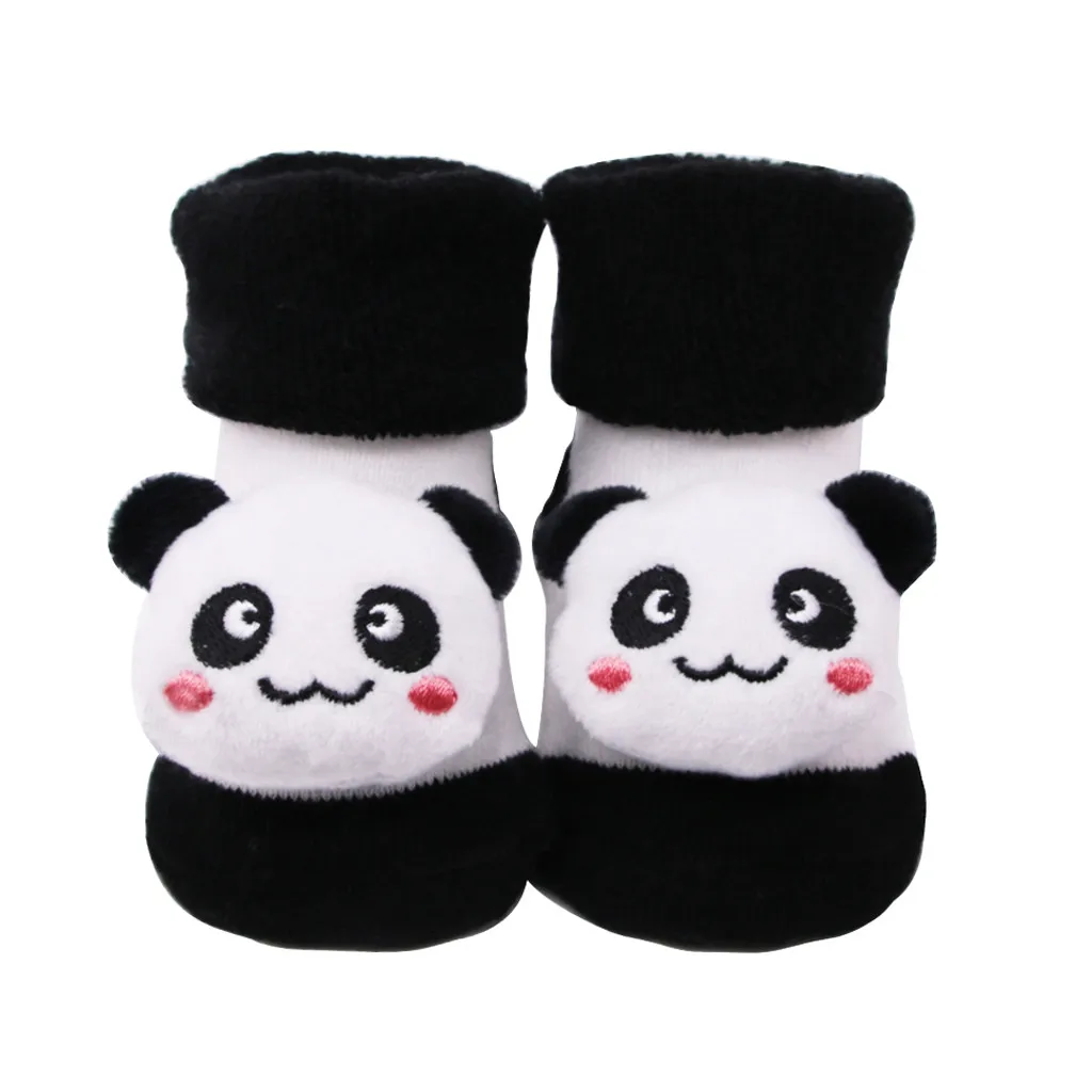 Носки детские носки для новорожденных из хлопка, нескользящие носки для мальчиков и девочек носки с колокольчиками для малышей мягкие теплые носки - Цвет: BK