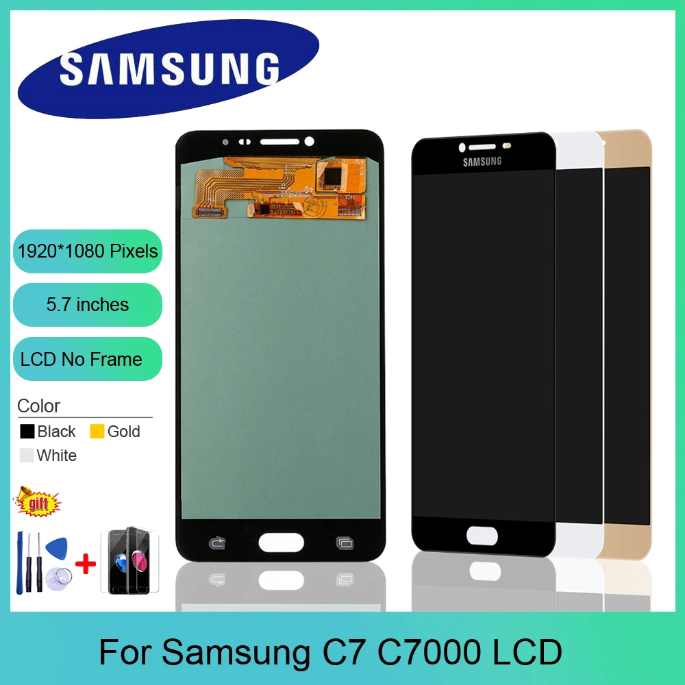 

Super AMOLED LCD Screen for Samsung Galaxy C7 C7000 LCD Display Touch Digitizer Assembly C7 SM-C7000 LCD Replacement Parts