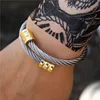 Hip Hop Stainless Steel Men Bangle Bracelet Titanium Adjustable Open Cuff Charm Bangle Jewelry Pulseras Ombre Punk Jewelry 2