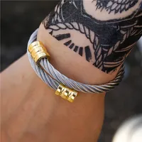 Hip Hop Stainless Steel Men Bangle Bracelet Titanium Adjustable Open Cuff Charm Bangle Jewelry Pulseras Ombre Punk Jewelry 2