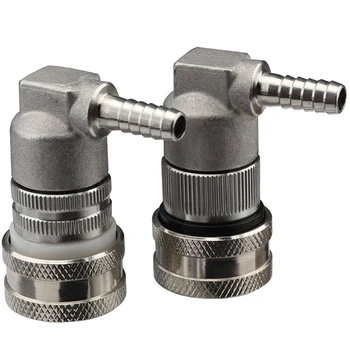 

Ball Lock Disconnect, Gas & Liquid Corny Keg Fittings, MFL 1/4 Inch Threaded with 5/16 Inch Stainless Steel Barbed & Hose Clamp