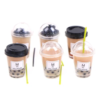 

1Pc Dollhouse Miniature Mini Latte Pearl Milk Tea Model Accessories Kitchen Toys
