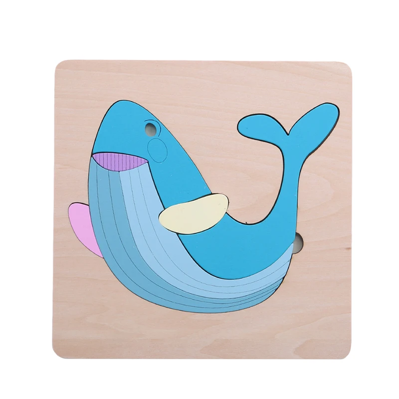 1 Набор паззлов игрушки милые Мультяшные животные деревянные 3D пазлы, чтобы дать детям лучшие Ранние развивающие игрушки - Цвет: whale