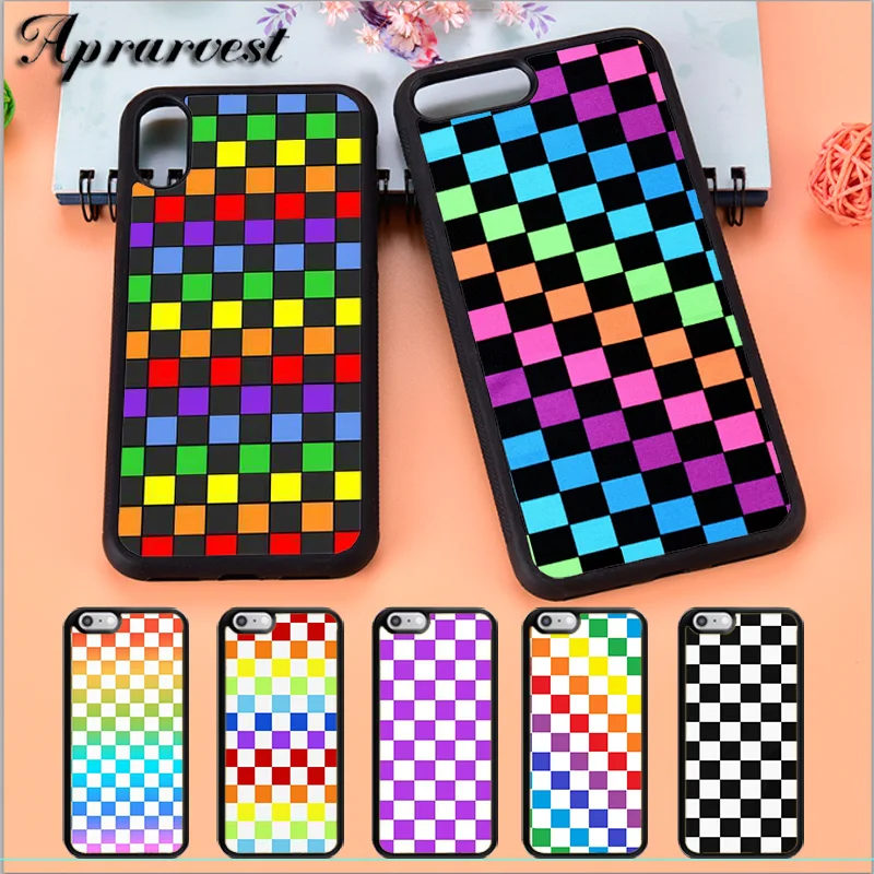 Aprarvest Rainbow Checkered Checkerboard Phone Case Cover For iPhone 5 5S SE 6 6S 7 8 PLUS X XS XR MAX 11 PRO | Мобильные телефоны