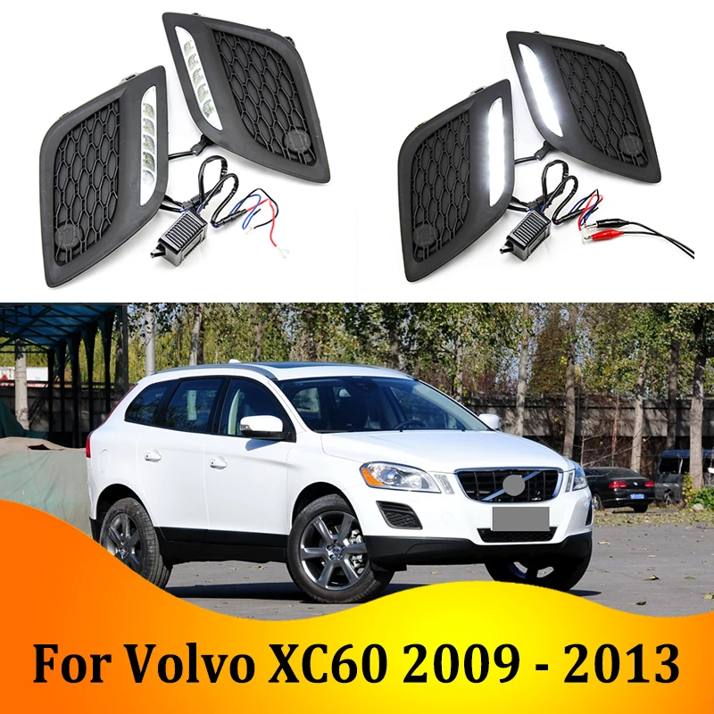 2 шт. для Volvo XC60 2009-2013 6000K белый светильник Светодиодный дневной ходовой светильник DRL Автомобильная противотуманная фара