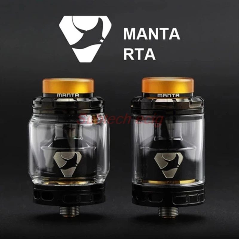 

MANTA RTA Tank 5ml 3.5ml Capacity Glass Tube with 24mm Diameter manta Atomizer Top Filling 810 PEI Drip Tip Airflow Adjustable