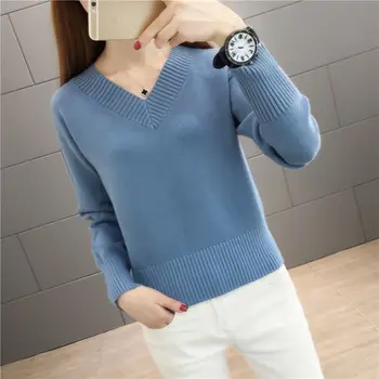 

Cardigan women's Pullover V-Neck Sweater spring Korean sweater thin knitwear bottomer short