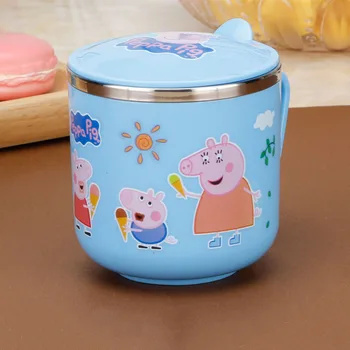 

Original Peppa Pig Stainless Steel Children's Water Cup Double Layer with Handles Cartoon Anime Cup Children Christmas Gift 2P19