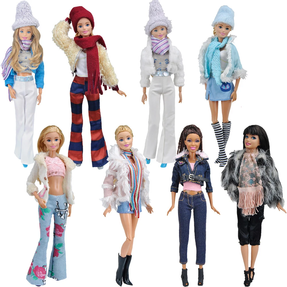 

1/6 Handmade Doll Accessories Fashion Outfit Winter Doll Clothes Daily Casual Dress With Coat Bag Cap Suit For Doll Clothes