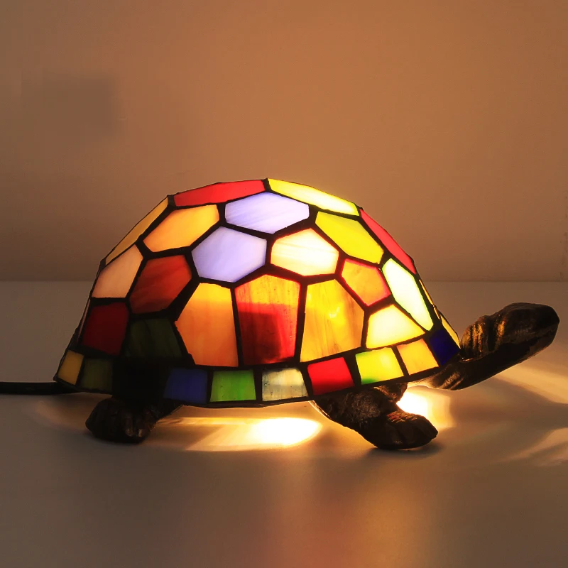 Lampe de table en forme d'animaux, économe en énergie, en vitrail