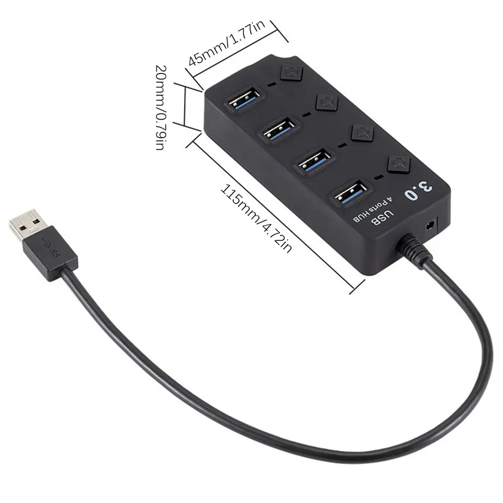 4 порта USB 3,0 концентратор 5 Гбит/с Высокая скорость включения выключения планшета передачи данных с кнопкой адаптера питания для ПК ноутбука Европа США Великобритания Австралия разъем