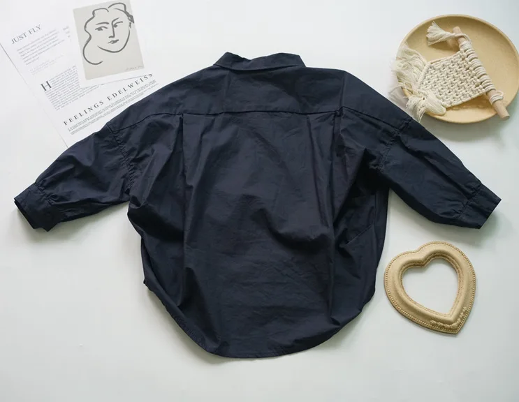 New Spring Children Long Shirts Korean Style Loose Pure Color Tops Coats Kids Chic Show Shirts