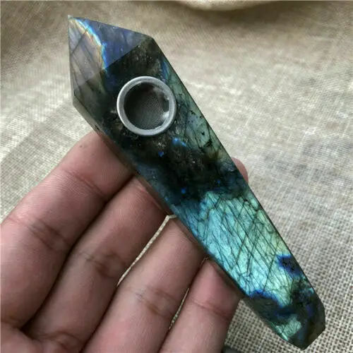 1pc100mm натуральный кварц кристалл лабрадорит курительная трубка точка обелиска целебная палочка