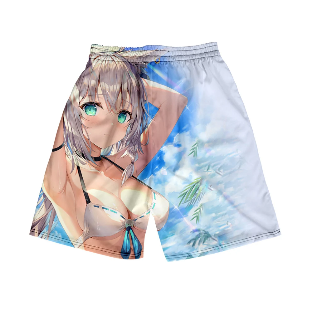 HOLOLIVE VTuber Kawaii Shirakami Fubuki 3D print Summer Men's Recreational style shorts Harajuku Leisure style Beach Shorts 2