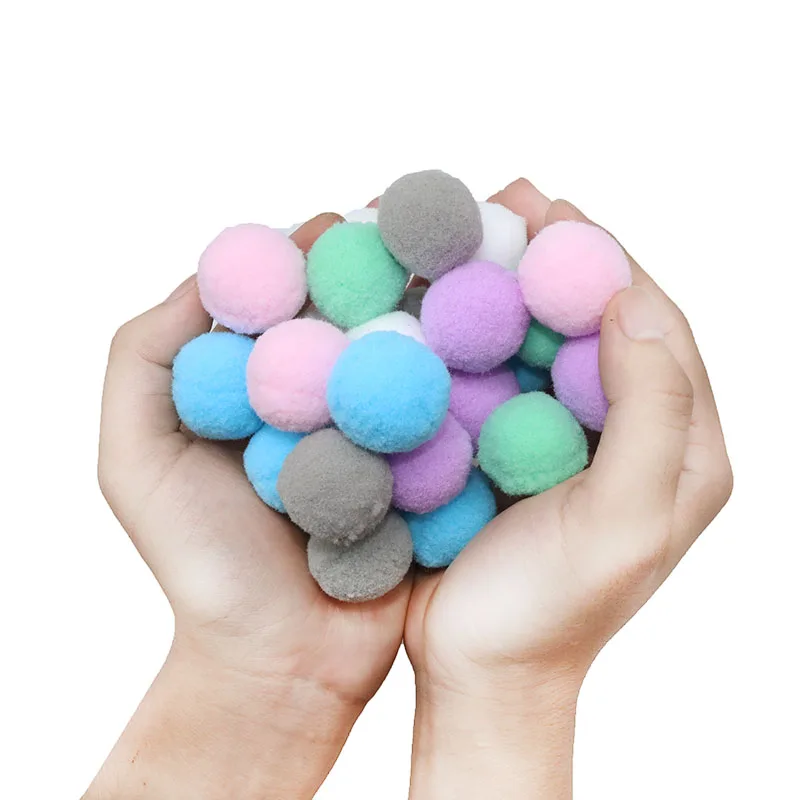 Cat Pompoms Colorful Cat Toys for Indoor Cats To Catch Chase, Plush Scratching DIY Kitten Chew Toys, Interactive Toys for Cats