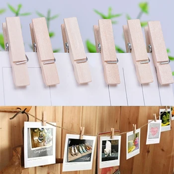 

50 PCS Very Small Mine Size 25mm Mini Natural Wooden Clips For Photo Clips Clothespin Craft Decoration Clips Pegs