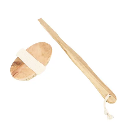 Wooden long handle bath brush bath brush hair brush soft hair back bath brush - Цвет: Светло-желтый